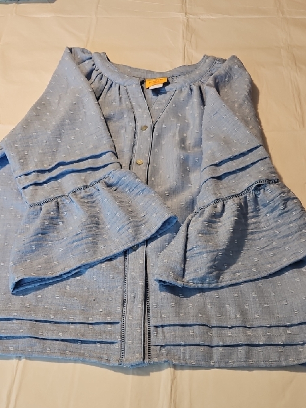 Ruby Rd. Light Blue Textured Button-Front Blouse - Picture 7 of 7